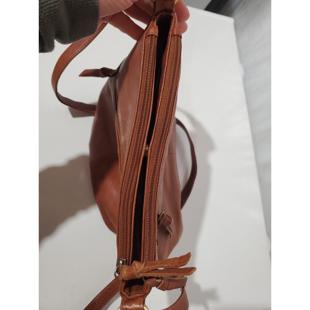 Great American Leatherworks Crossbody Bag Brown 100% Cow Hide Multi Compartment - Picture 6 of 16